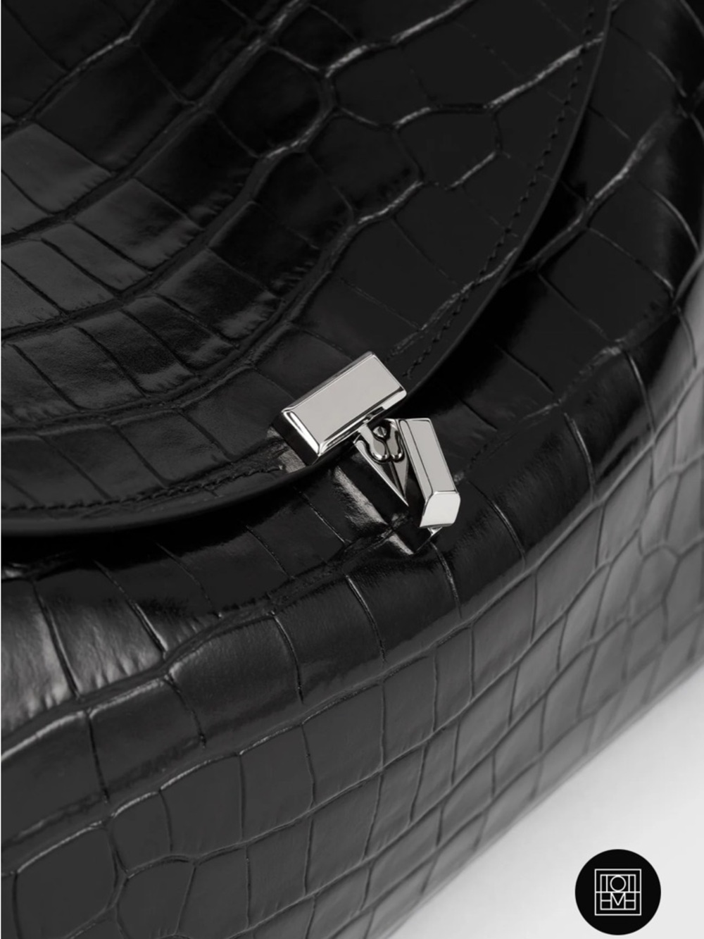 BRAND NEW! BLACK AND SILVER TOTEME T-lock croco-embossed top handle - Picture 2 of 16